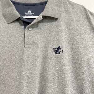 Disney Parks Gray Short Sleeve Mickey Mouse Polo Shirt Relaxed Fit- Men's Size L